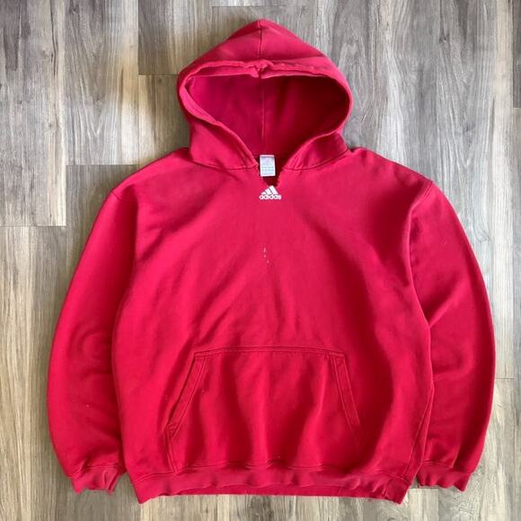 Vintage Adidas Center Logo Hoodie Mens Size XXL Sweatshirt Embroidered Cut - Picture 1 of 9